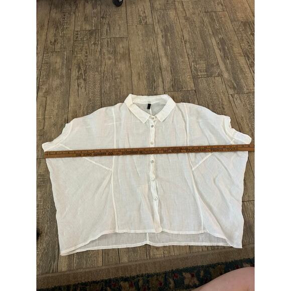 Inizio Women's White 100% Linen made in Italy Button Up Cropped Top Size Small - Picture 10 of 10